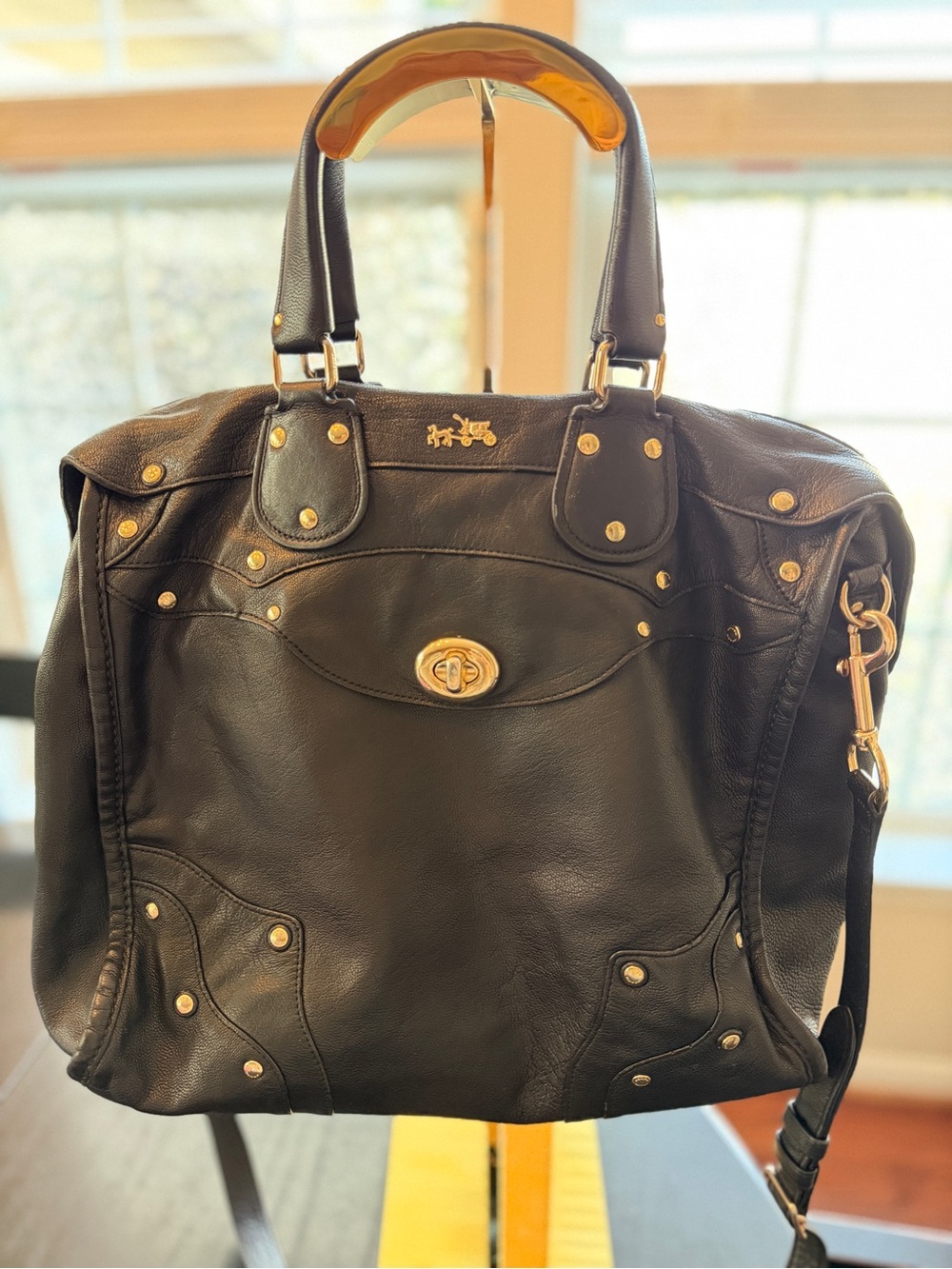 COACH Rhyder 33 Satchel in Soft Grain Black Leather Gold Hardware
